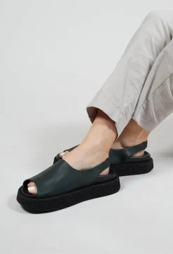 Slingback Shoes with Platform Sole in Gasoline Bottle
