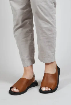 Slingback Slip On Sandals in Gasoline Camel