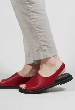 Slingback Slip On Sandals in Gasoline Rosso