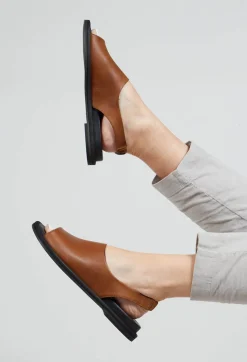 Slingback Slip On Sandals in Gasoline Camel