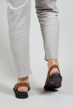 Slingback Slip On Sandals in Gasoline Camel