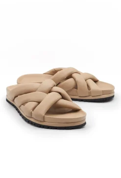Slip On Open Toe Sandal in Slight Cuoio