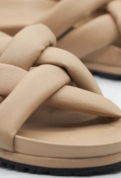 Slip On Open Toe Sandal in Slight Cuoio