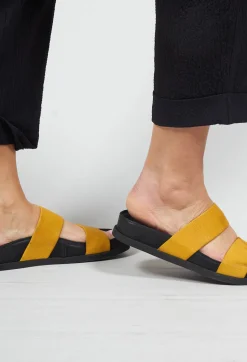 Slip on Sandal in Gasoline Zafferano