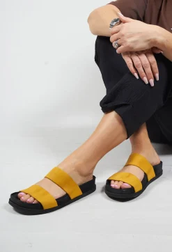 Slip on Sandal in Gasoline Zafferano