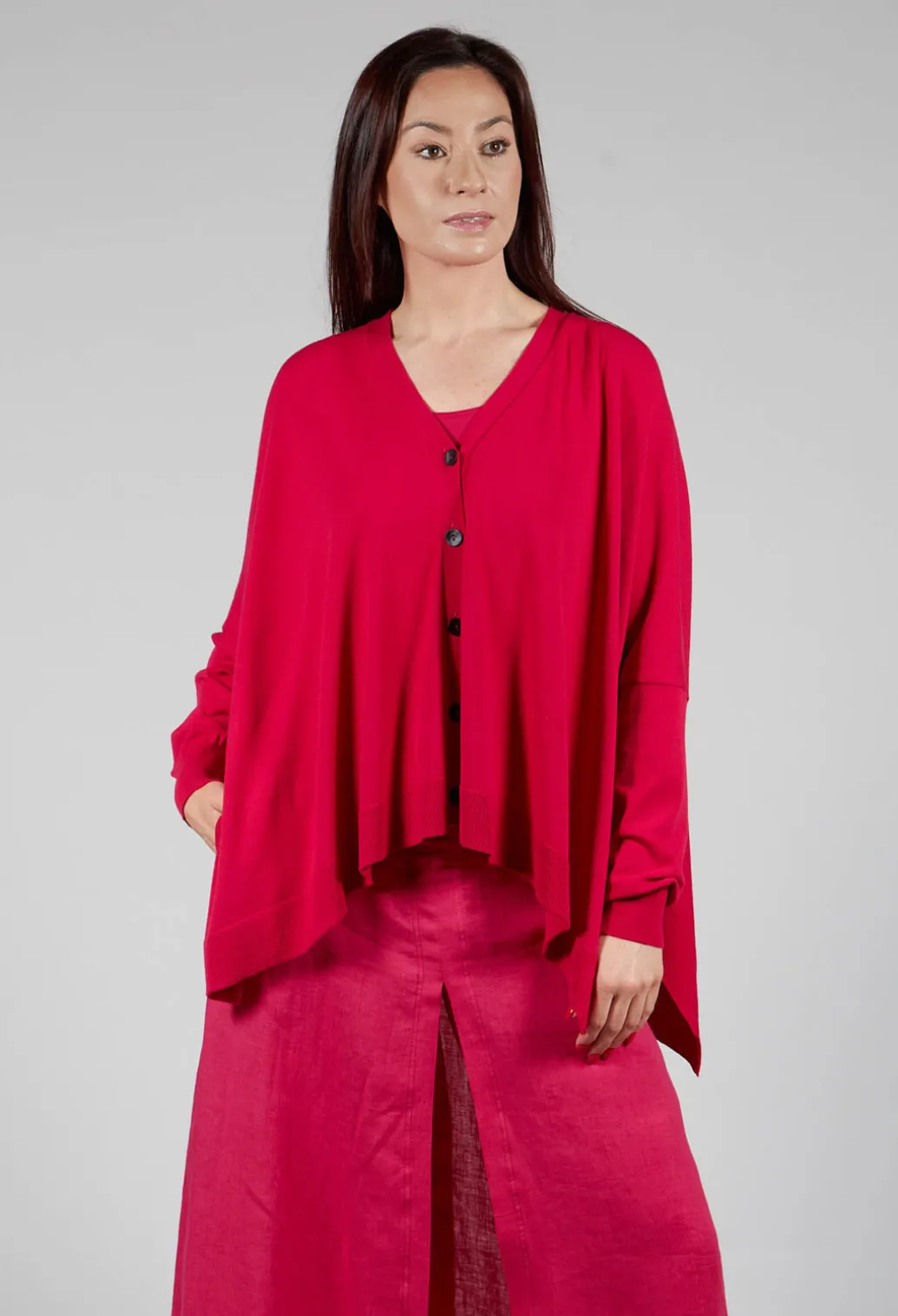 Slouch Cardigan in Raspberry