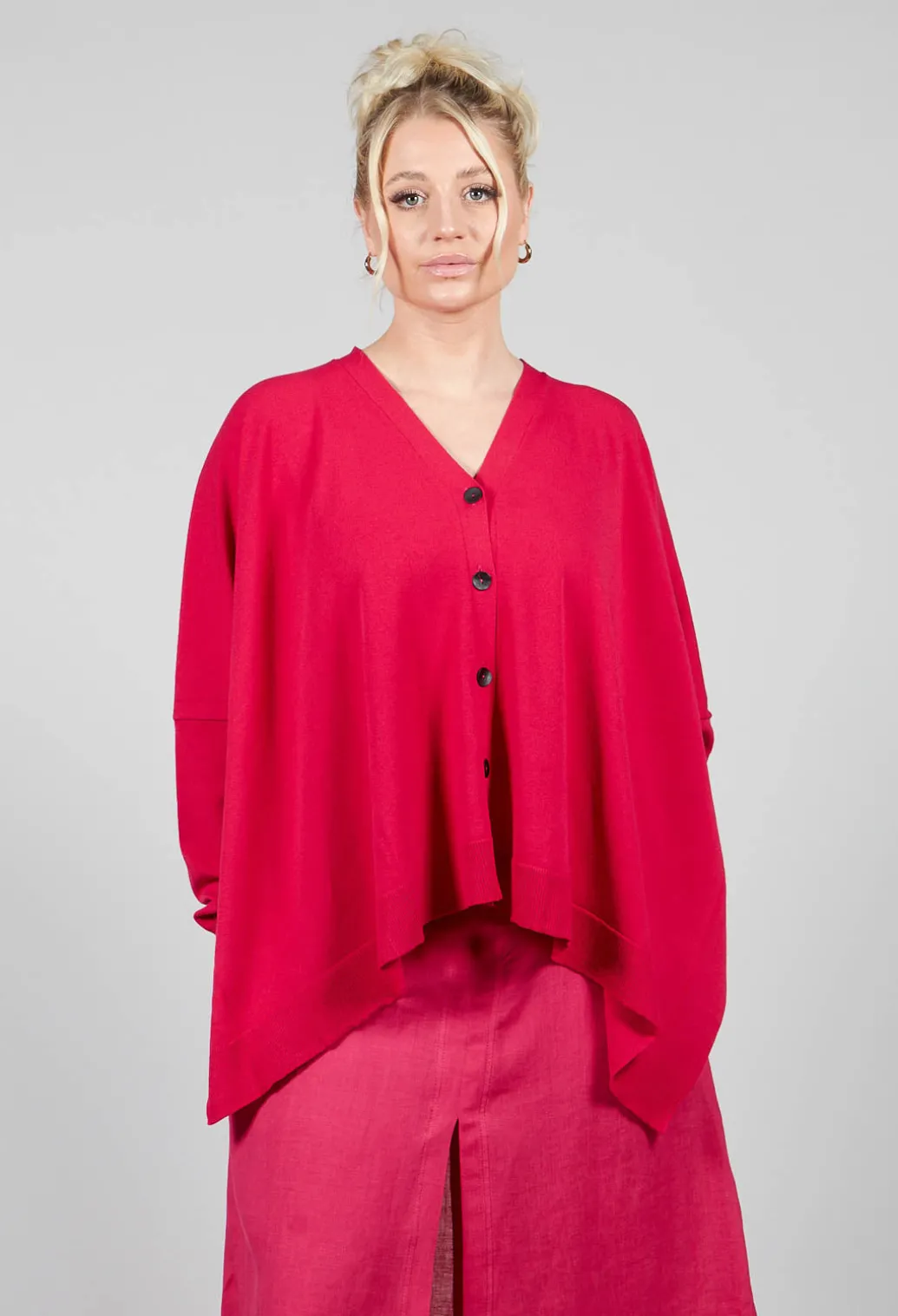 Slouch Cardigan in Raspberry