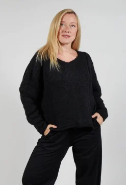 Slouchy Knit Jumper in Black