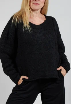 Slouchy Knit Jumper in Black