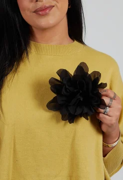 Small Flower Brooch in Black