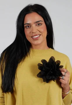 Small Flower Brooch in Black