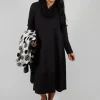 Snood Neck Dress in Black