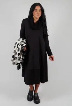 Snood Neck Dress in Black