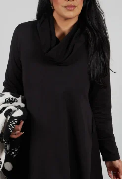 Snood Neck Dress in Black