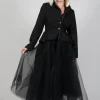 Snow Dark Long Blazer Tulle