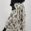 Soft Black Flower Pleated Skirt