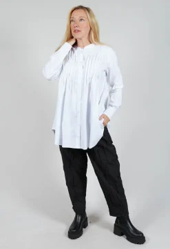 Sonoro Blouse with Quilted Tucks in White