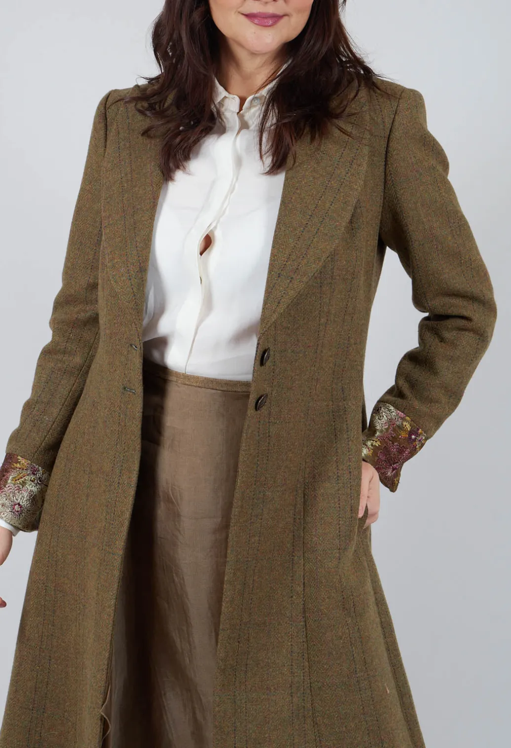 Soul Embroidery Coat in Tweed