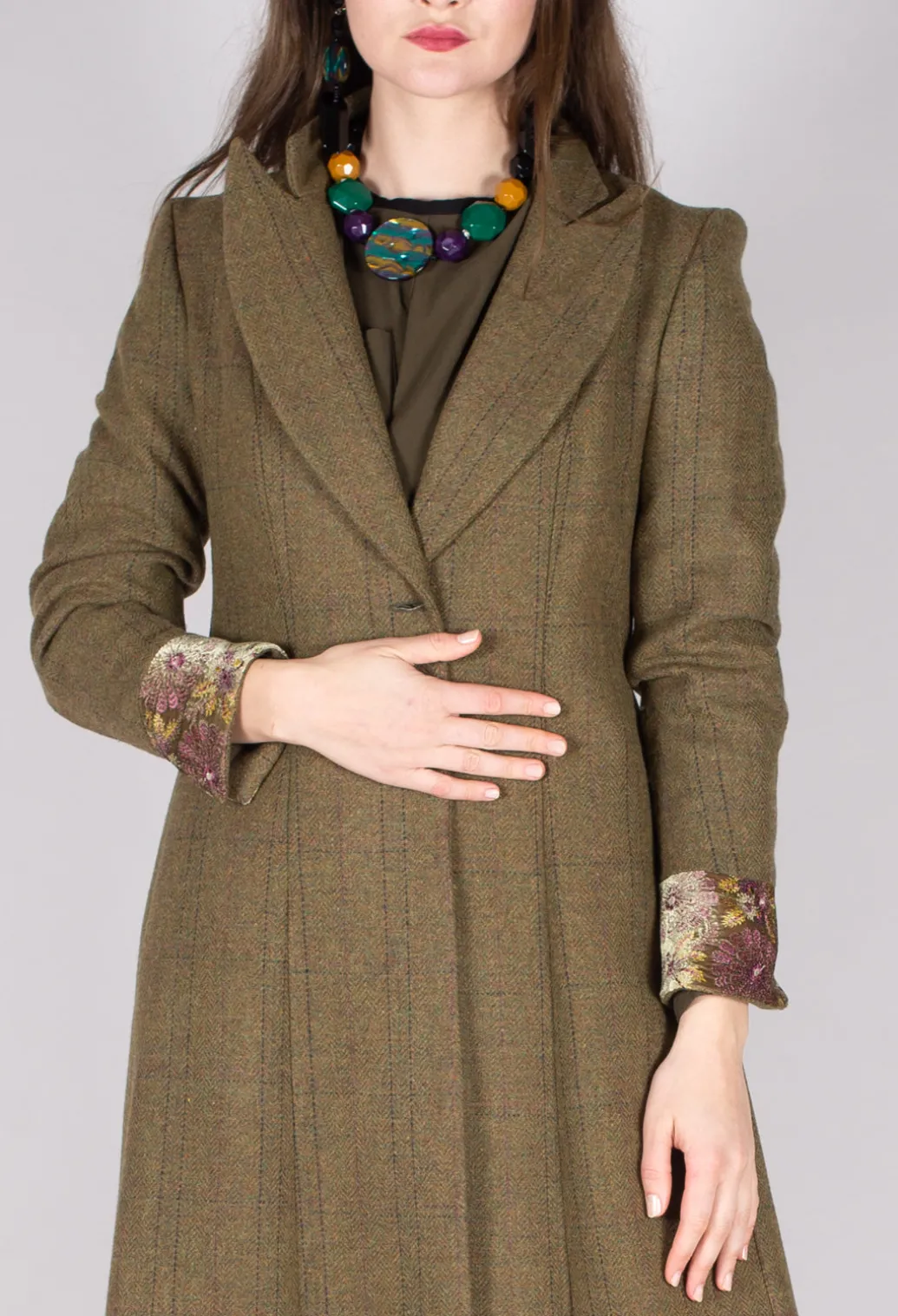 Soul Embroidery Coat in Tweed