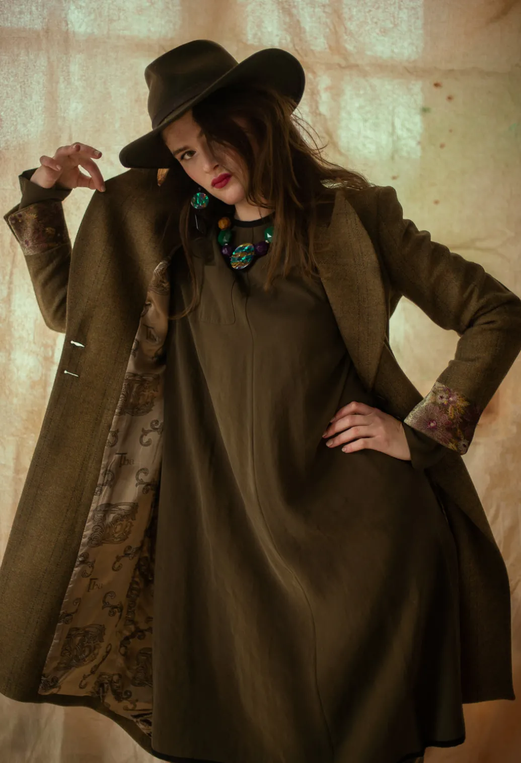 Soul Embroidery Coat in Tweed