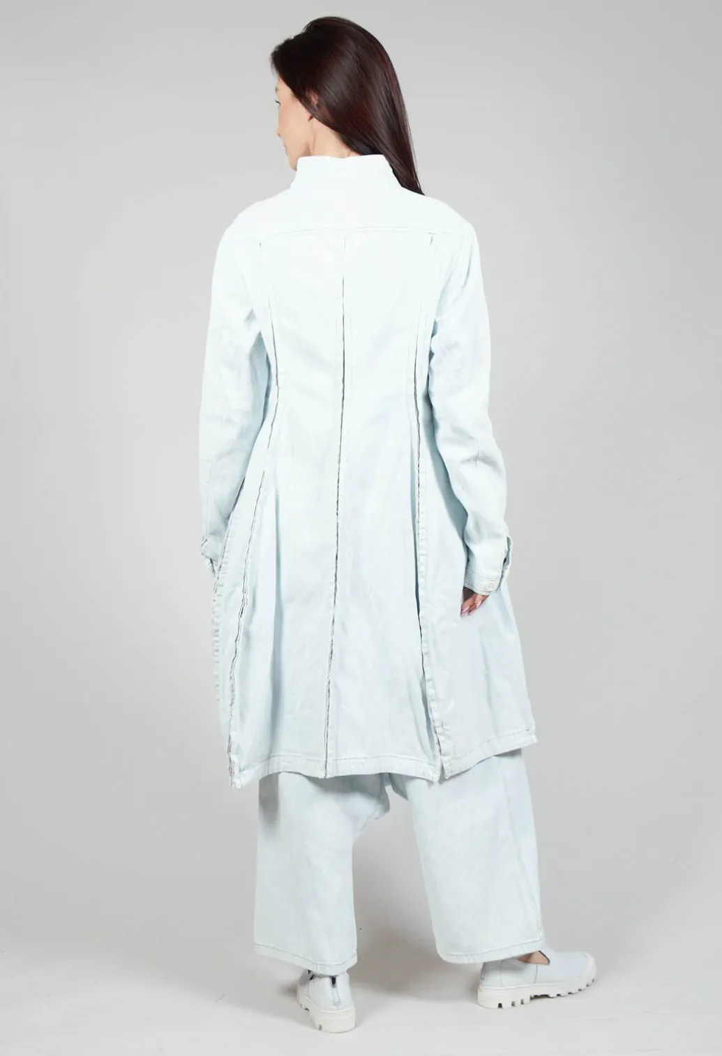 Split Sleeve Coat in Light Blu Jeans