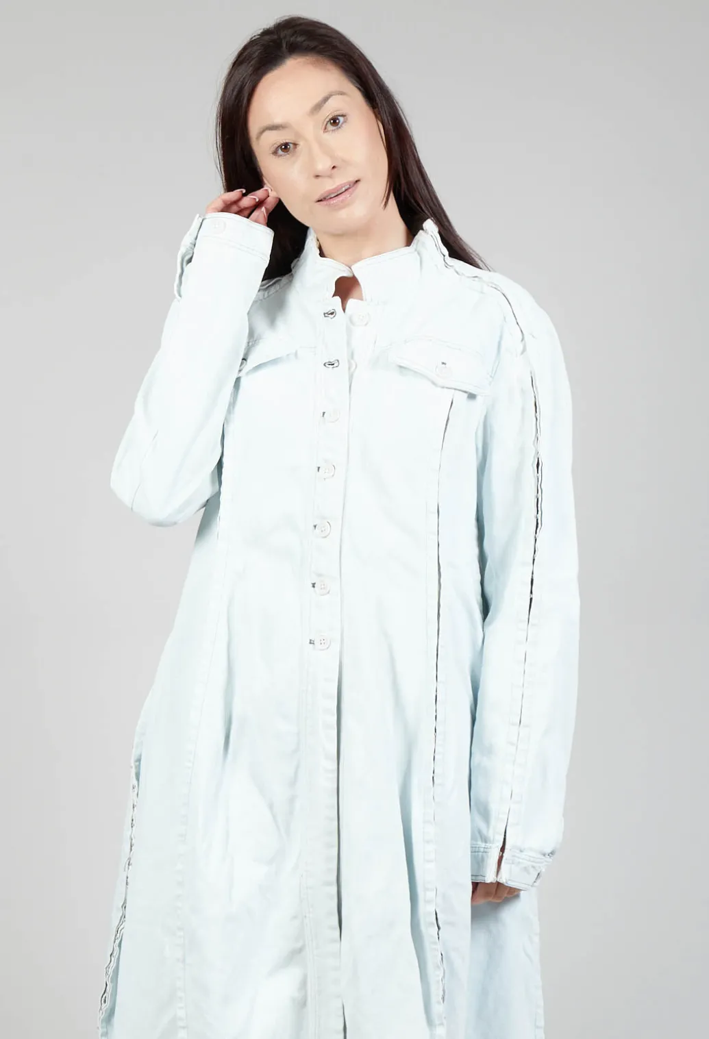 Split Sleeve Coat in Light Blu Jeans