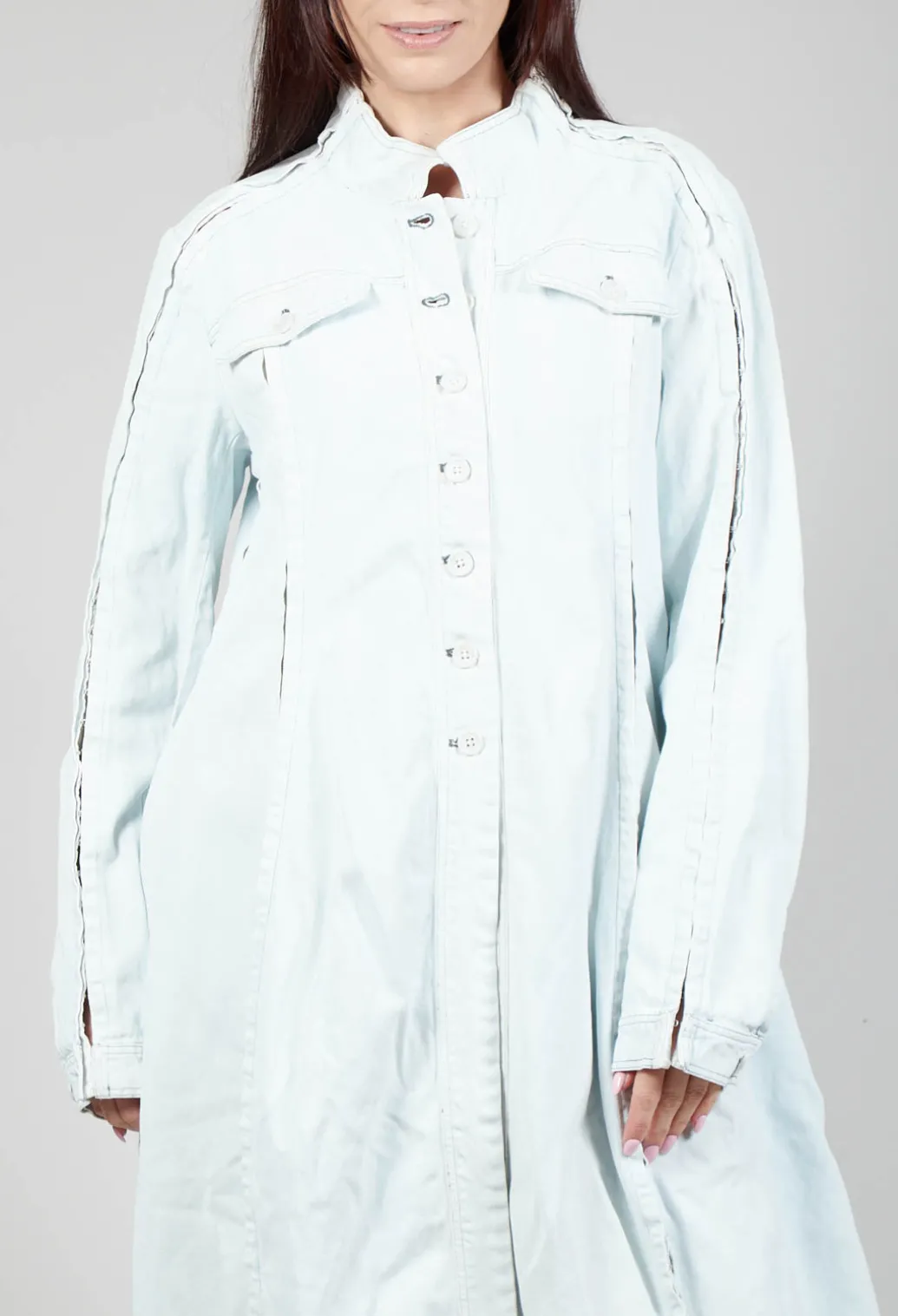 Split Sleeve Coat in Light Blu Jeans