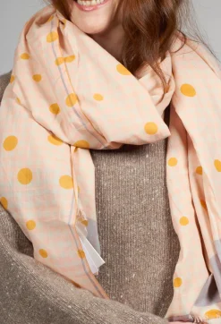 Spots and Checks Scarf in Soft Pink