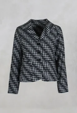Spotty Jacquard Short Jacket with Button Front in Silver