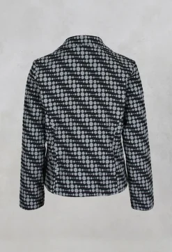 Spotty Jacquard Short Jacket with Button Front in Silver