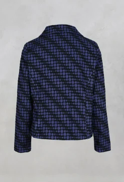 Spotty Jacquard Short Jacket with Button Front in Blueberry