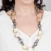 Square Beaded Ceramics Bracelet in Grey Black