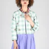 Square Flower Chess Bolero in Blue Jade