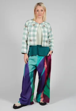 Square Flower Chess Bolero in Blue Jade