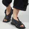 Square Toe Seamus Flat in Black and Silver