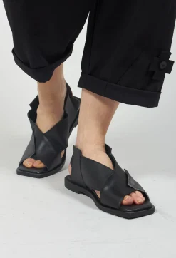 Square Toe Seamus Flat in Black and Silver