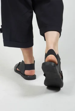 Square Toe Seamus Flat in Black and Silver