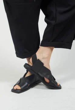 Square Toe Seamus Flat in Black and Silver