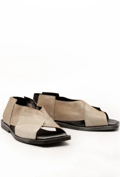 Square Toe Seamus Flat in Beige