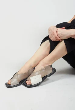 Square Toe Seamus Flat in Beige