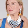 Star Flower Eardrops with Part in Yellow