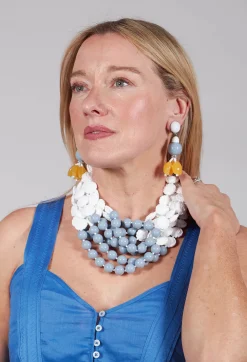 Star Flower Eardrops with Part in Yellow