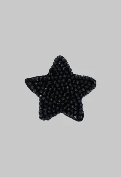 Star Shape Beaded Accessory Patch in Black