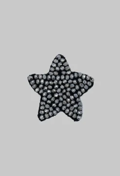 Star Shape Beaded Accessory Patch in Silver