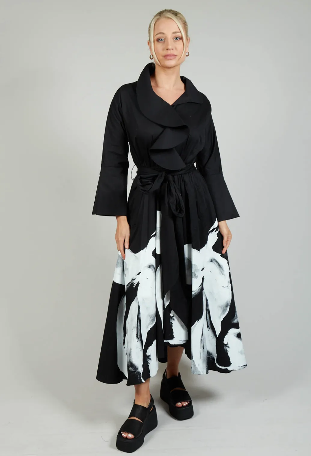 Statement Collar Dress in Black