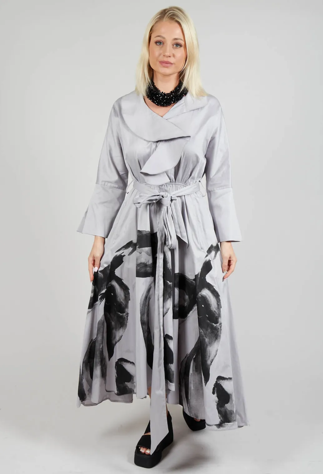 Statement Collar Dress in Grey