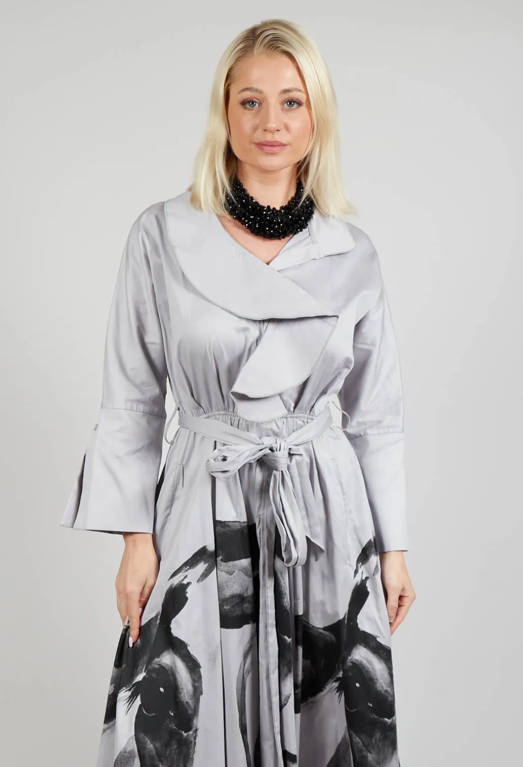 Statement Collar Dress in Grey