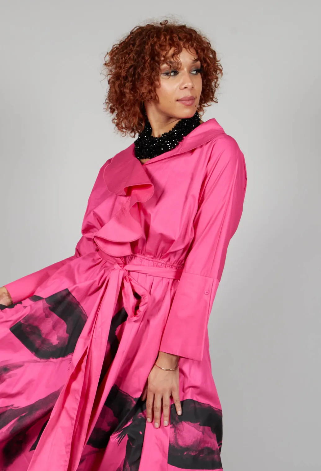 Statement Collar Dress in Pink
