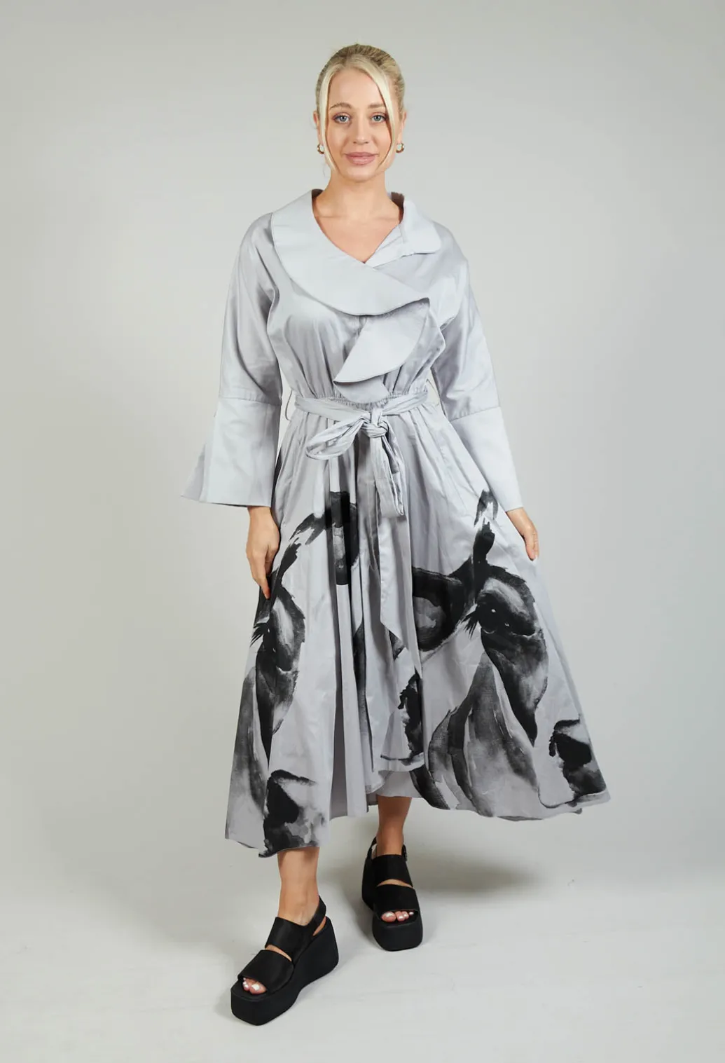 Statement Collar Dress in Grey