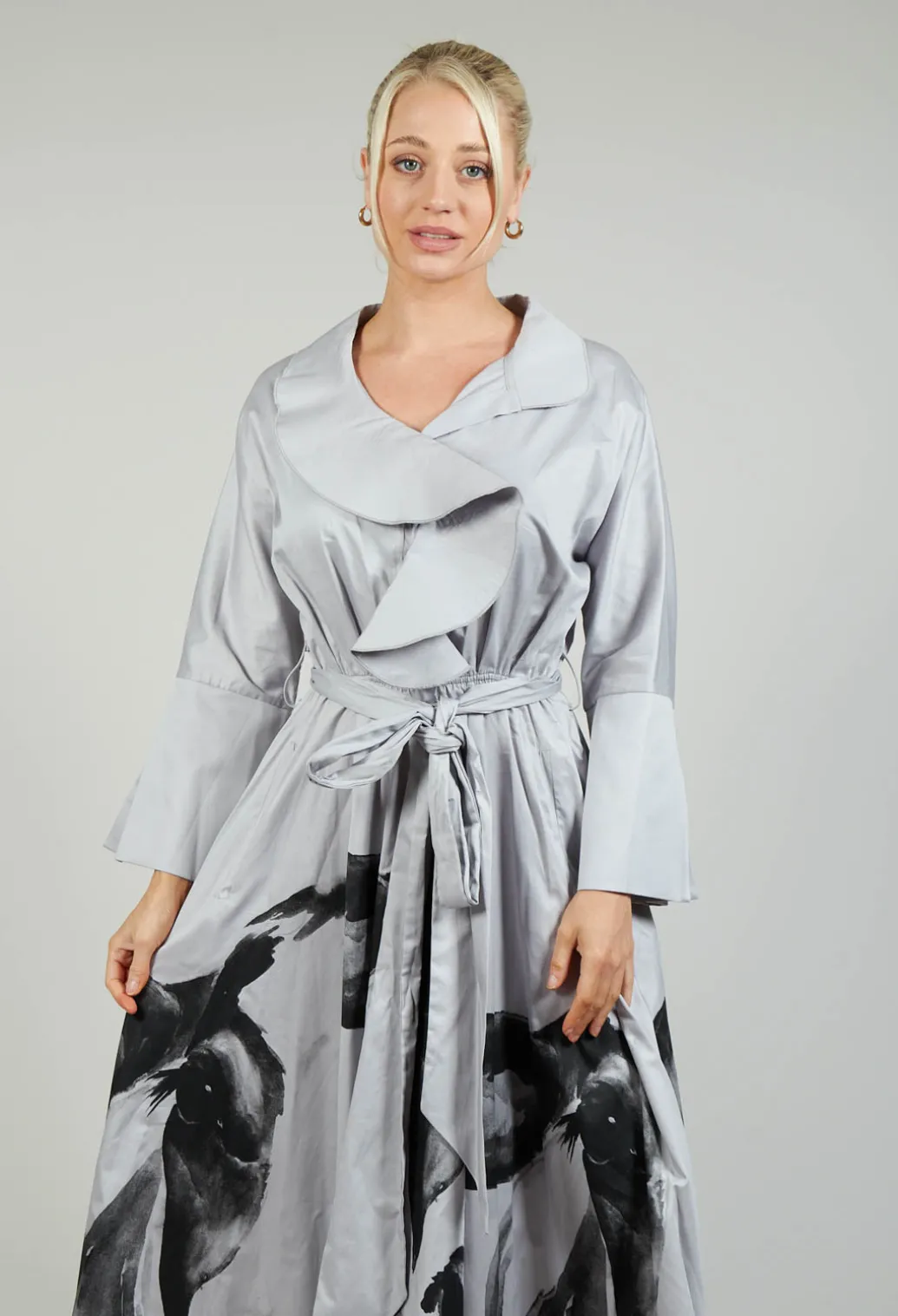 Statement Collar Dress in Grey